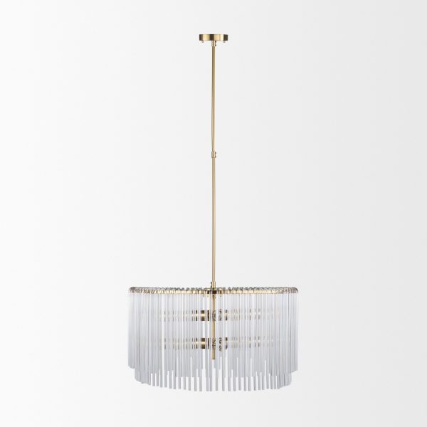 Elsa 26x14 Clear Glass and Gold Metal Frame Six Bulb Chandelier 1
