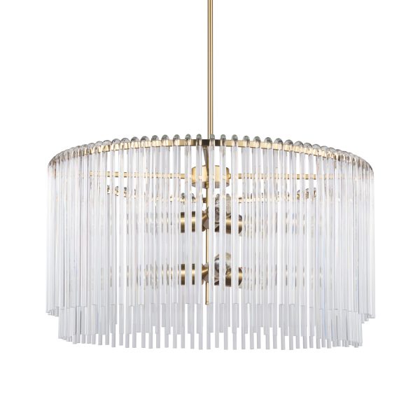 Elsa 26x14 Clear Glass and Gold Metal Frame Six Bulb Chandelier