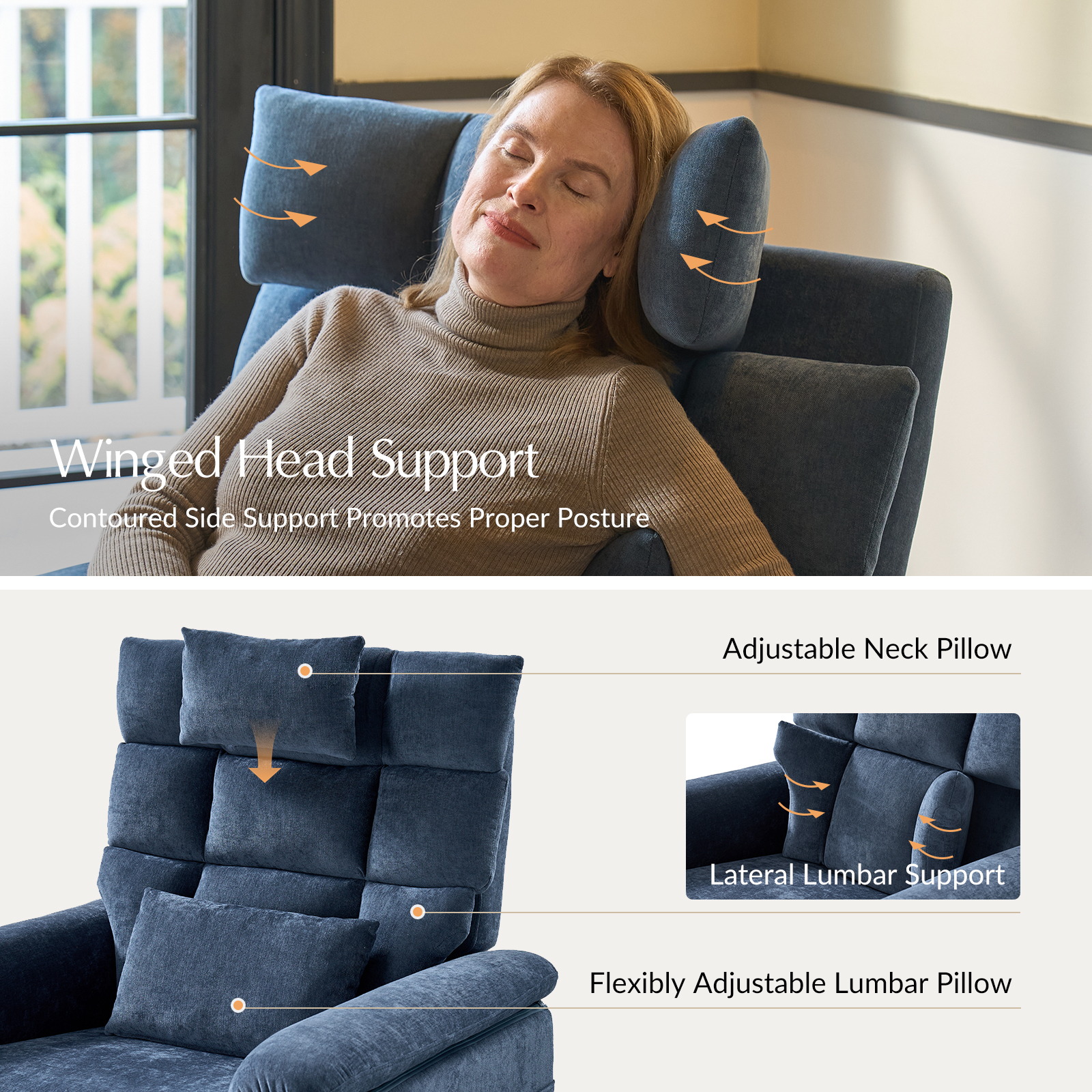 Embrace Navy Power Lift Massage Recliner with Heat 5 Embrace Navy Power Lift Massage Recliner with Heat - Image 5