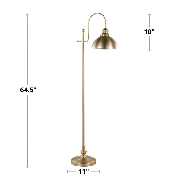 Emery 64 Contemporary Gold Metal Arched Floor Lamp 13