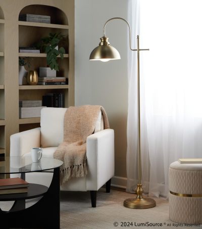 Emery 64 Contemporary Gold Metal Arched Floor Lamp