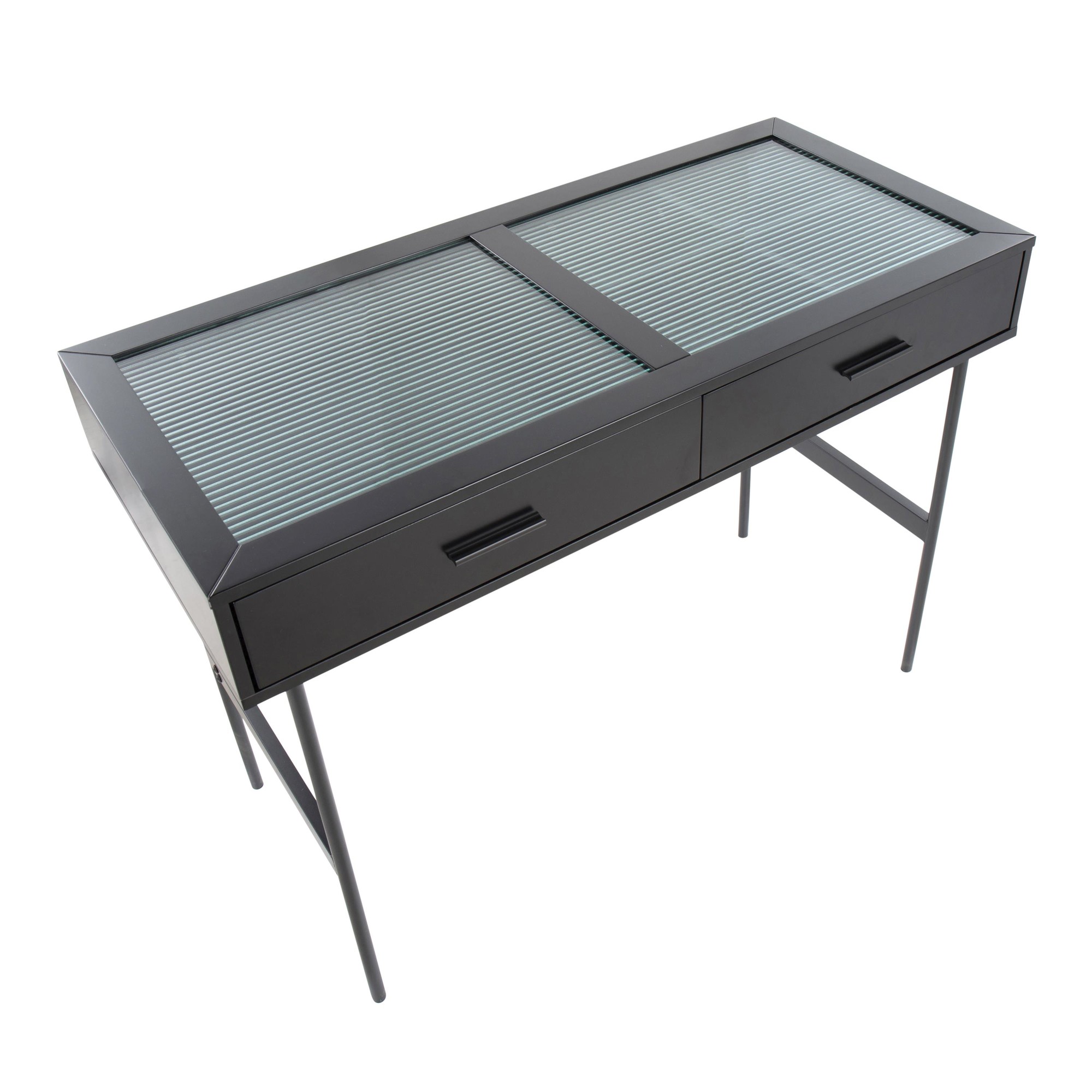 Emery Black Contemporary Glass Top Console Table 11 Emery Black Contemporary Glass Top Console Table - Image 11