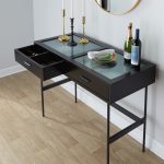 Emery Black Contemporary Glass Top Console Table 16 Emery Black Contemporary Glass Top Console Table