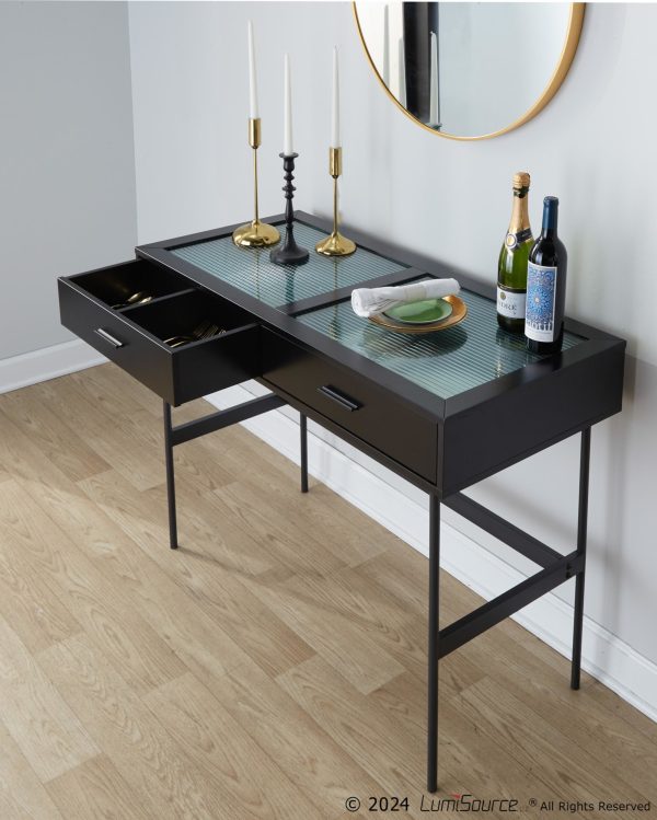 Emery Black Contemporary Glass Top Console Table 2
