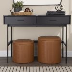 Emery Black Contemporary Glass Top Console Table 17 Emery Black Contemporary Glass Top Console Table