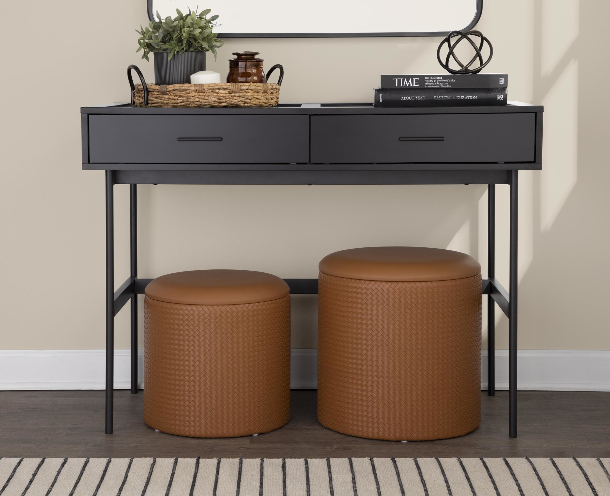 Emery Black Contemporary Glass Top Console Table 4 Emery Black Contemporary Glass Top Console Table - Image 4