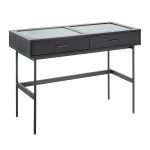Emery Black Contemporary Glass Top Console Table 18 Emery Black Contemporary Glass Top Console Table