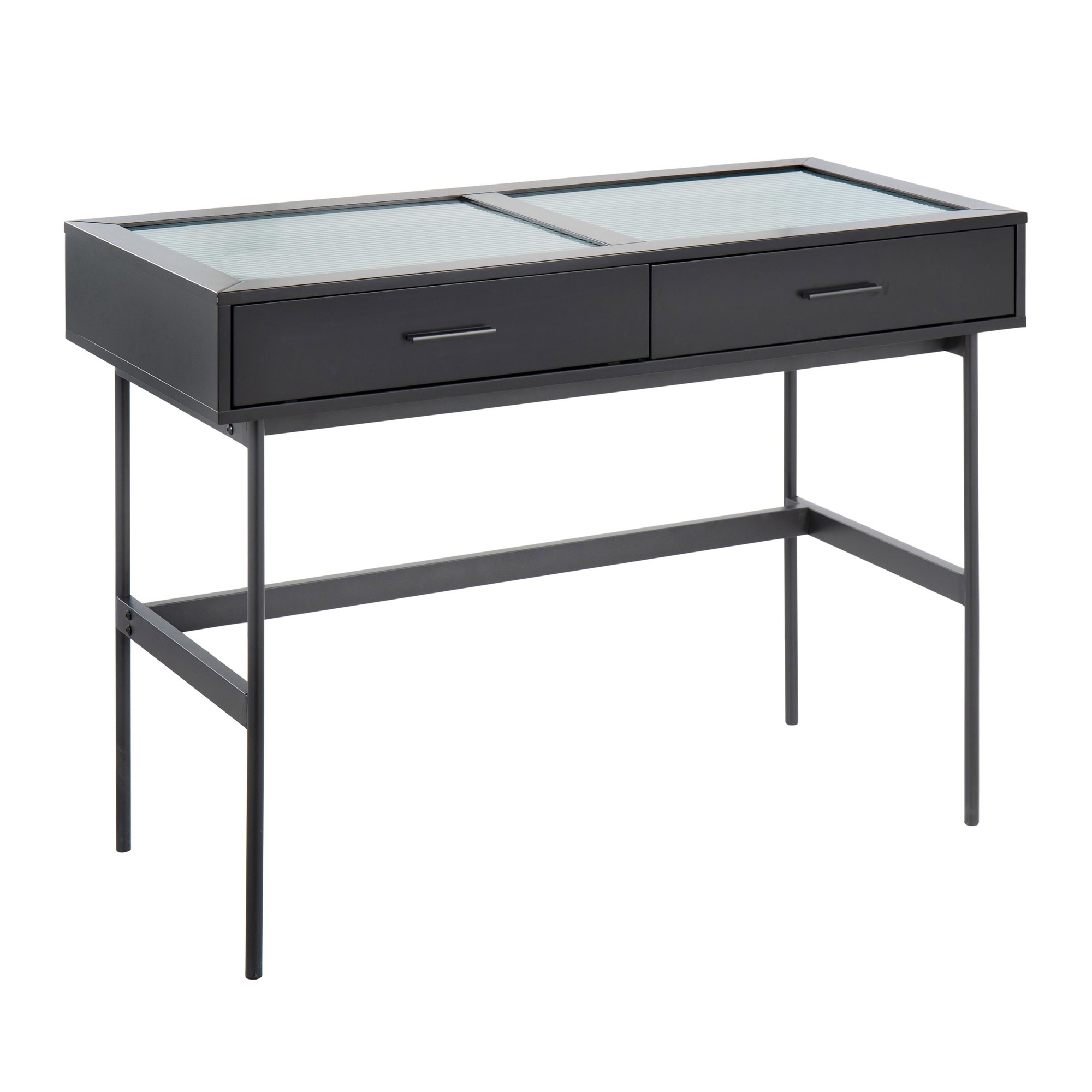 Emery Black Contemporary Glass Top Console Table 5 Emery Black Contemporary Glass Top Console Table - Image 5