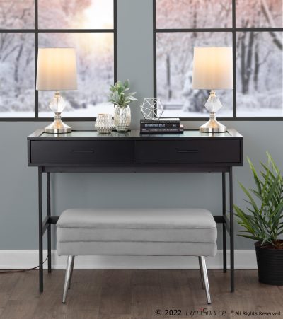 Emery Black Contemporary Glass Top Console Table