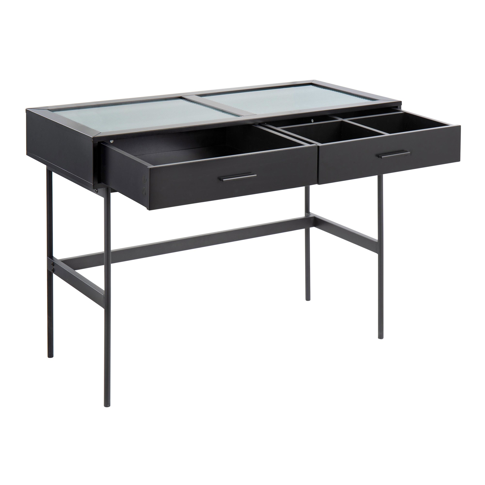 Emery Black Contemporary Glass Top Console Table 6 Emery Black Contemporary Glass Top Console Table - Image 6