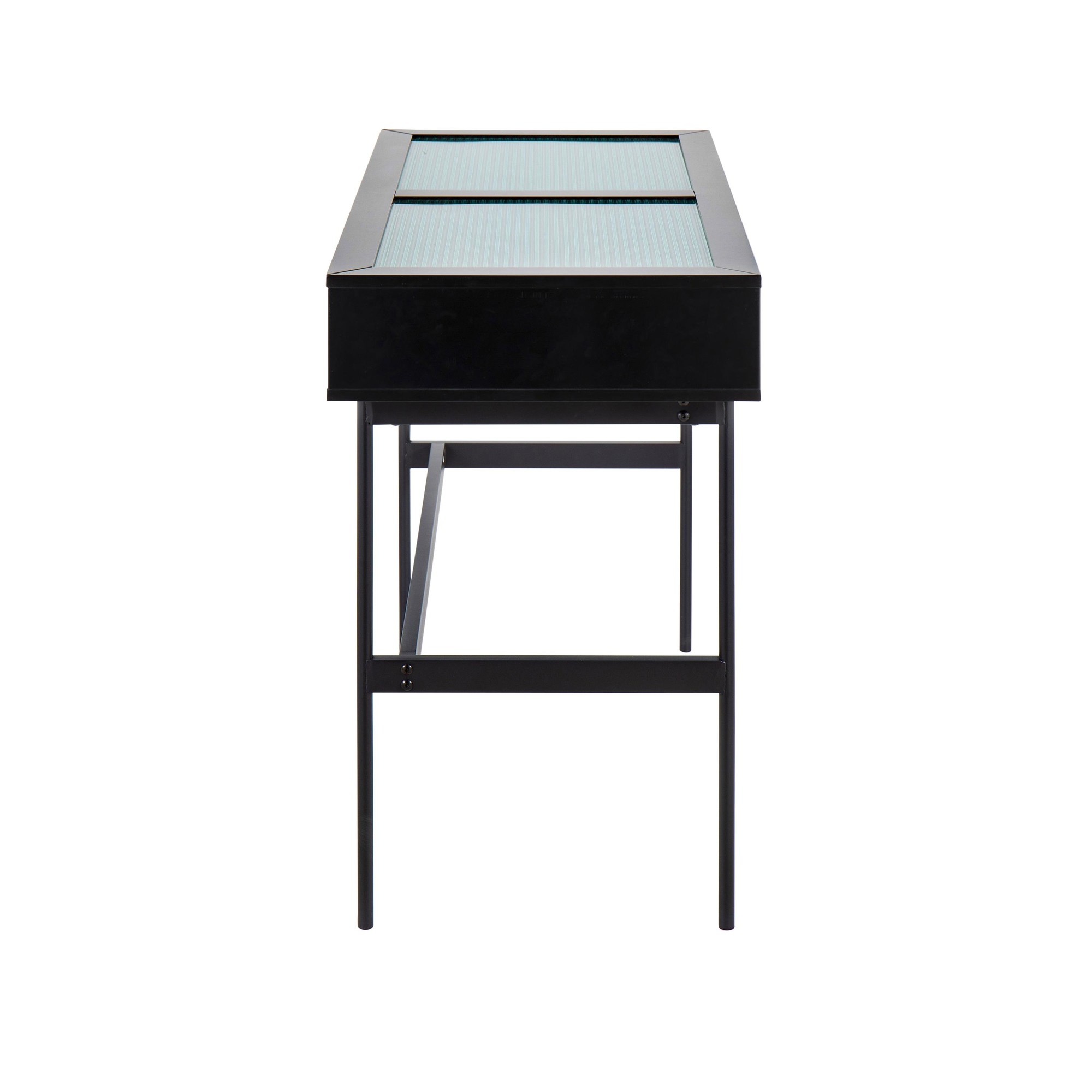 Emery Black Contemporary Glass Top Console Table 7 Emery Black Contemporary Glass Top Console Table - Image 7