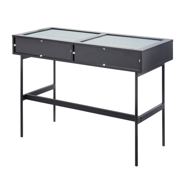 Emery Black Contemporary Glass Top Console Table 7