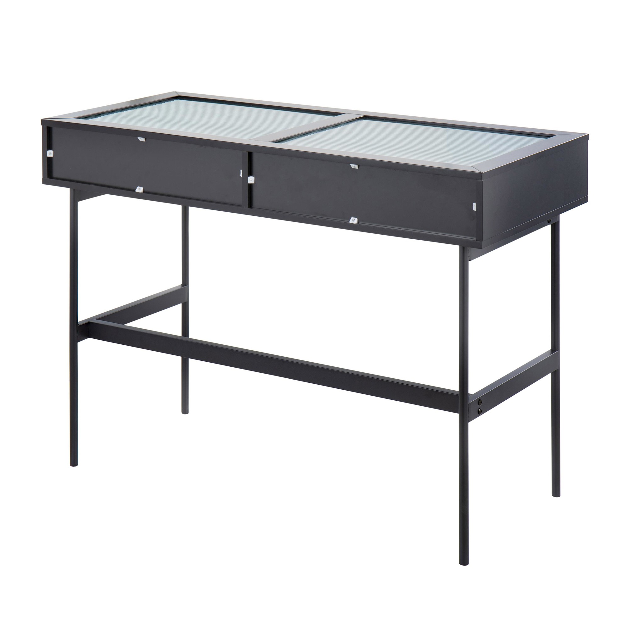 Emery Black Contemporary Glass Top Console Table 8 Emery Black Contemporary Glass Top Console Table - Image 8