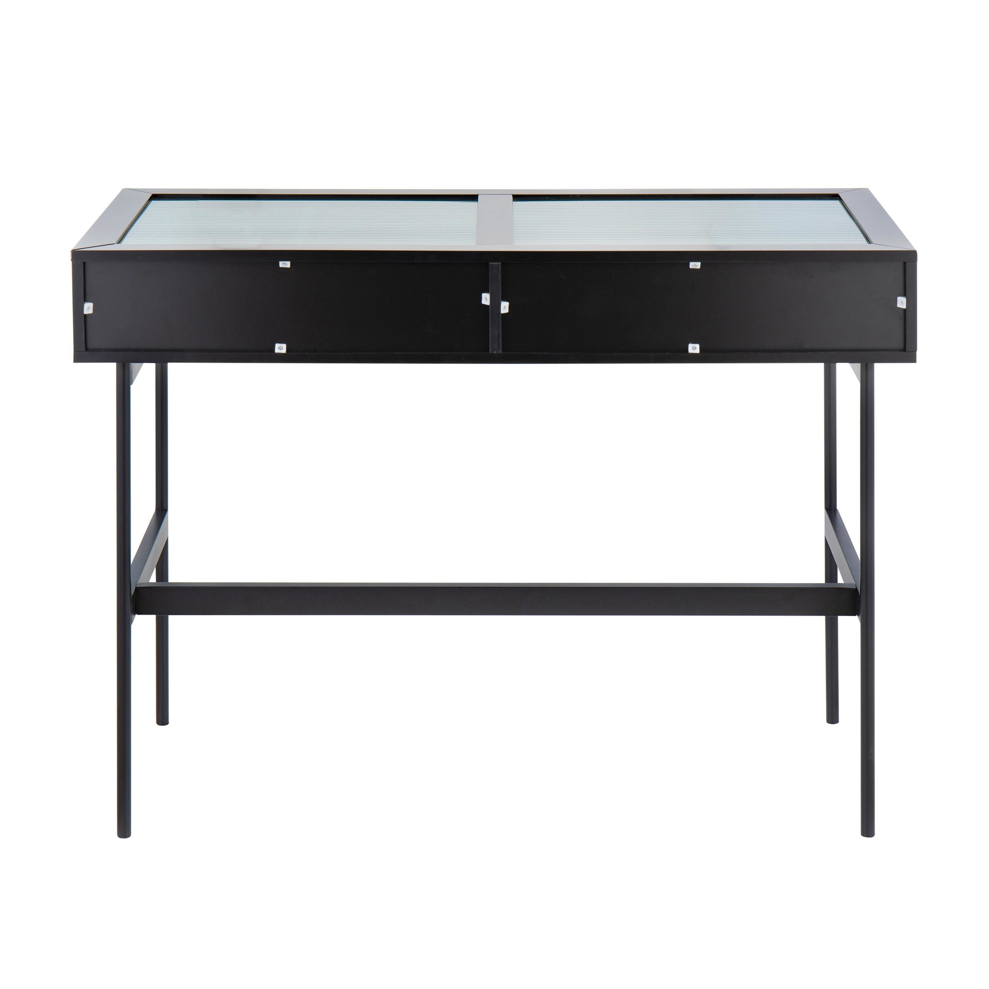 Emery Black Contemporary Glass Top Console Table 9 Emery Black Contemporary Glass Top Console Table - Image 9
