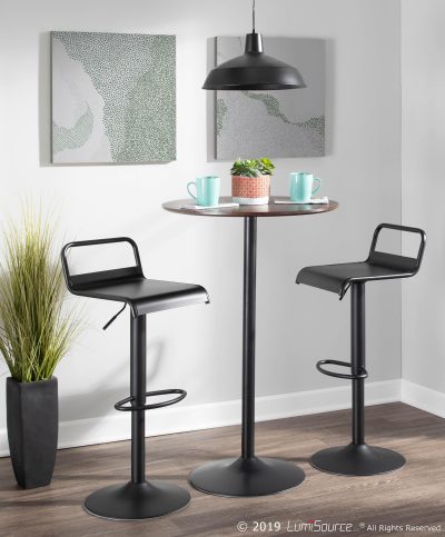 Emery Black Industrial Swivel Adjustable Barstool (Set of 2)