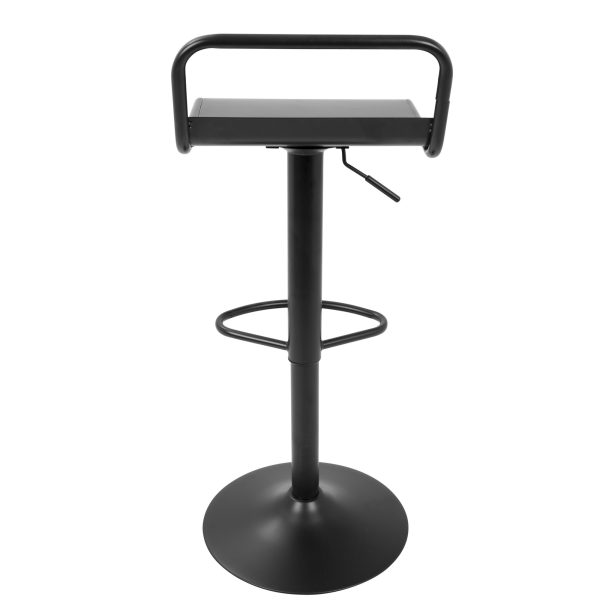 Emery Black Industrial Swivel Adjustable Barstool Set of 2 5