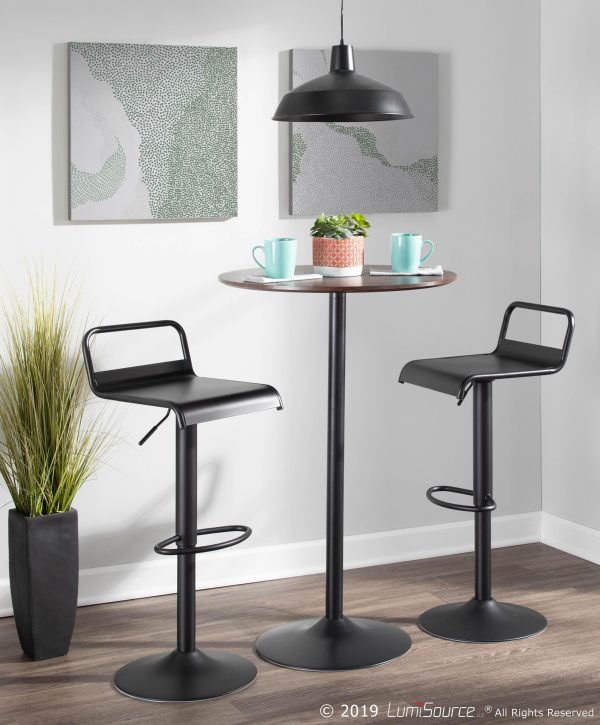 Emery Black Industrial Swivel Adjustable Barstool Set of 2