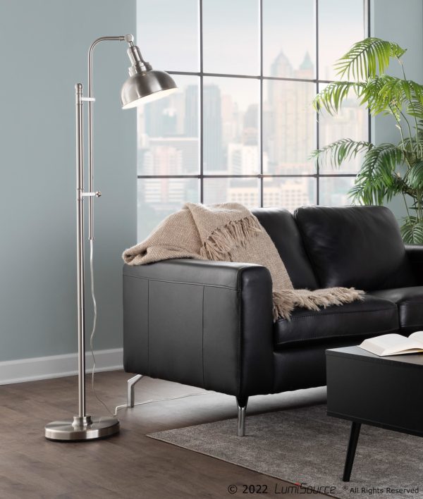Emery Industrial Adjustable Nickel Floor Lamp 1
