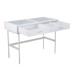 Emery White Contemporary Glass Top Console Table with Drawers