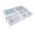 Emery White Contemporary Glass Top Console Table with Drawers