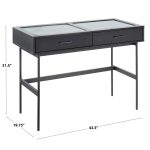 Emery White Contemporary Glass Top Console Table with Drawers