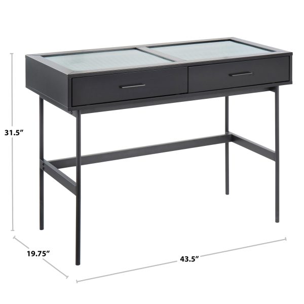 Emery White Contemporary Glass Top Console Table with Drawers 9