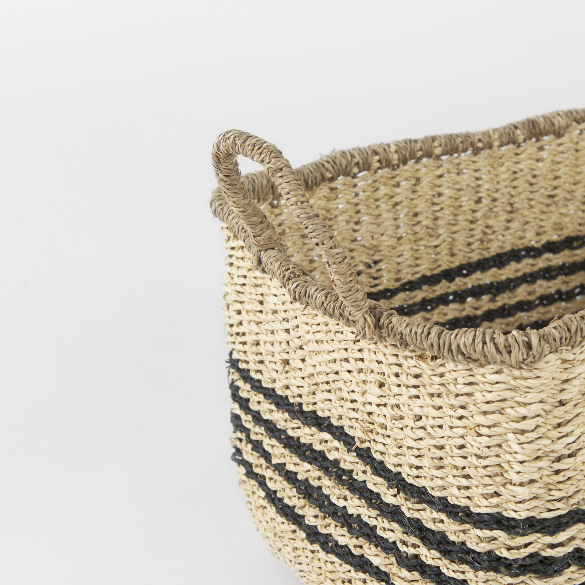 Emma 17.3L x 13.0W x 11.0H (Set of 2) Light Brown Seagrass Rectangular Basket W/ Black Stripes 4 Emma 17.3L x 13.0W x 11.0H (Set of 2) Light Brown Seagrass Rectangular Basket W/ Black Stripes - Image 4