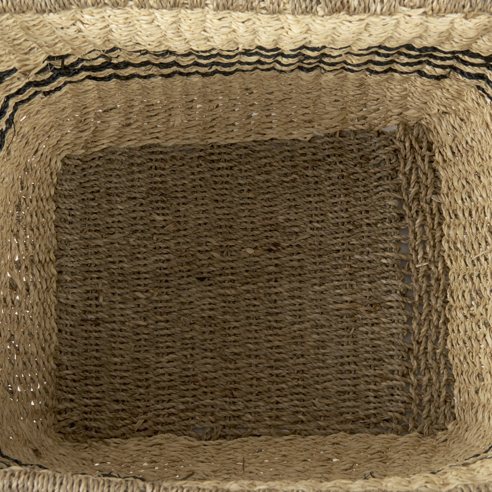 Emma 17.3L x 13.0W x 11.0H (Set of 2) Light Brown Seagrass Rectangular Basket W/ Black Stripes 6 Emma 17.3L x 13.0W x 11.0H (Set of 2) Light Brown Seagrass Rectangular Basket W/ Black Stripes - Image 6
