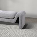 Mid-Century Modern Gray Boucle Upholstered Bench 10 Mid-Century Modern Gray Boucle Upholstered Bench