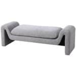 Mid-Century Modern Gray Boucle Upholstered Bench 6 Mid-Century Modern Gray Boucle Upholstered Bench