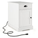 White End Table with Charging Station and Hidden Storage 10 White End Table with Charging Station and Hidden Storage