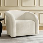 Enea Ivory Boucle Modern 360 Swivel Barrel Chair 7 Enea Ivory Boucle Modern 360 Swivel Barrel Chair
