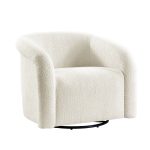 Enea Ivory Boucle Modern 360 Swivel Barrel Chair 6 Enea Ivory Boucle Modern 360 Swivel Barrel Chair
