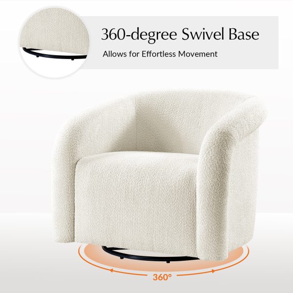 Enea Ivory Boucle Modern 360 Swivel Barrel Chair 2