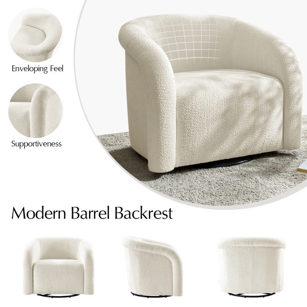 Enea Ivory Boucle Modern 360 Swivel Barrel Chair 3