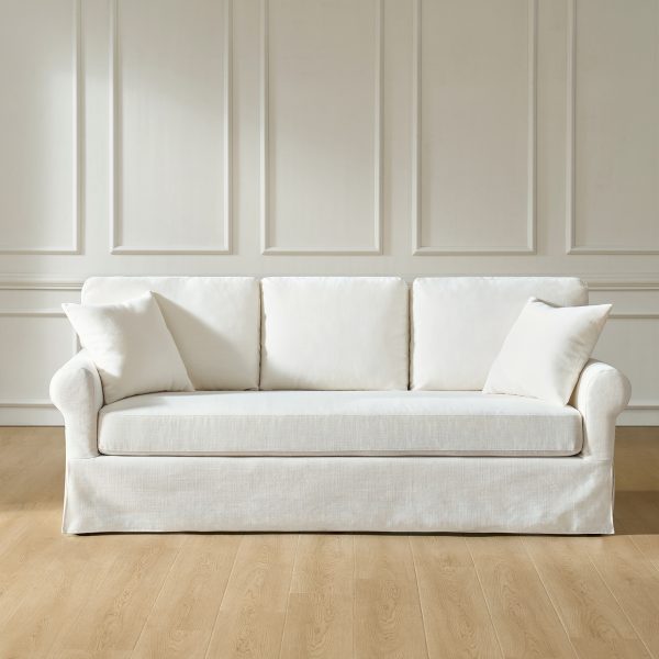 Enrico Ivory Rolled Arm Traditional Slipcovered Sofa 2