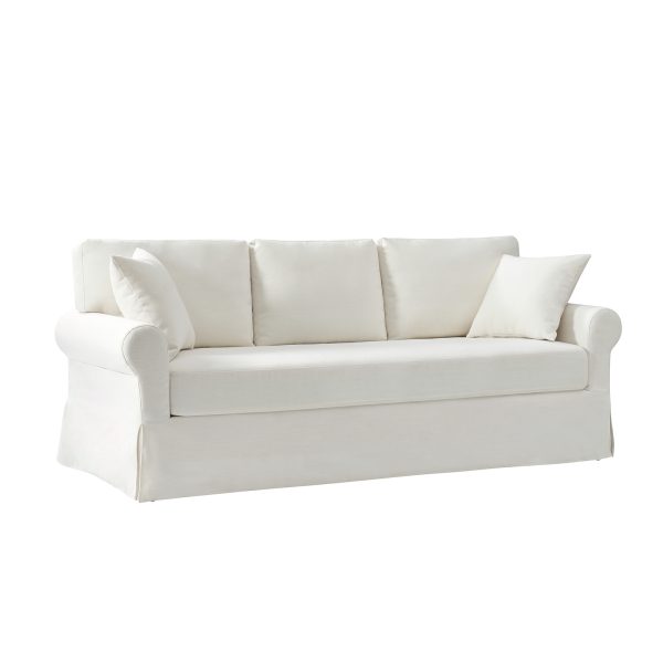 Enrico Ivory Rolled Arm Traditional Slipcovered Sofa