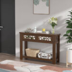 Mirrored Console Table with Drawers and Open Storage Shelf