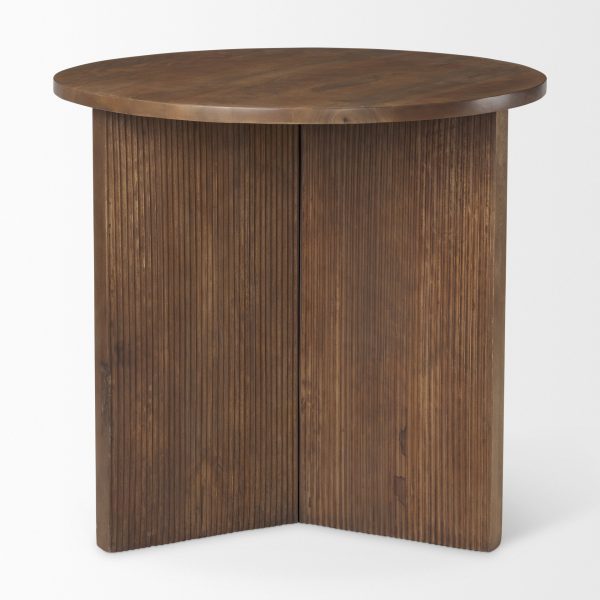 Enzo 32 Round Tabletop w Fluted Wood Base Foyer Accent Table 2