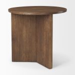 Enzo 32" Round Tabletop w/ Fluted Wood Base Foyer Accent Table