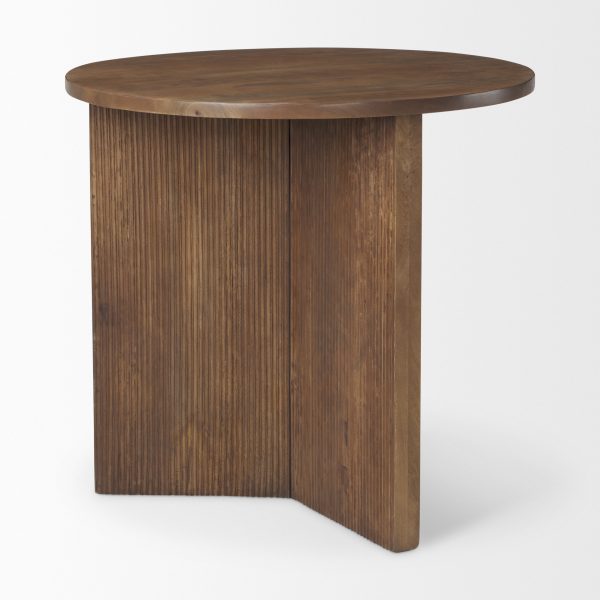 Enzo 32 Round Tabletop w Fluted Wood Base Foyer Accent Table 3