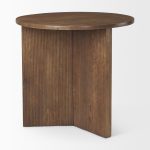 Enzo 32" Round Tabletop w/ Fluted Wood Base Foyer Accent Table