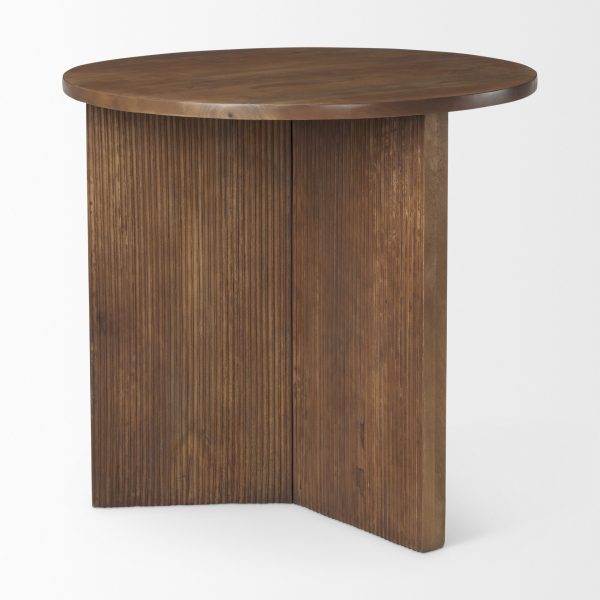 Enzo 32 Round Tabletop w Fluted Wood Base Foyer Accent Table 4