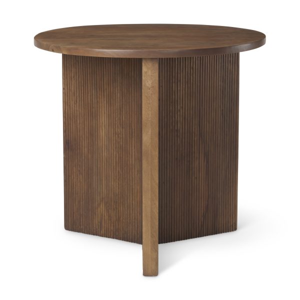 Enzo 32 Round Tabletop w Fluted Wood Base Foyer Accent Table