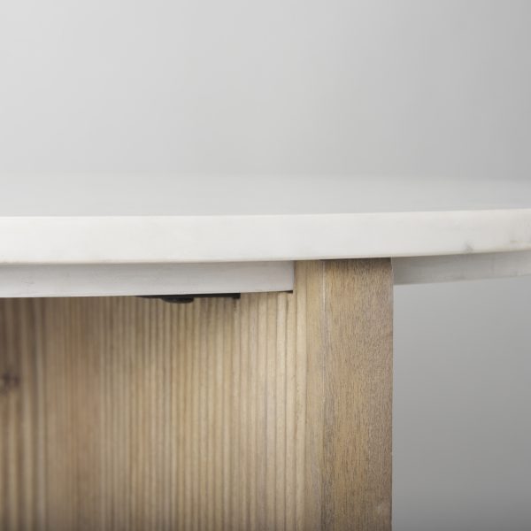 Enzo Marble Tabletop w Fluted Light Wood Base Foyer Accent Table 5