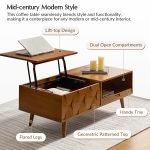 Epirus Acorn Mid-Century Lift-Top Coffee Table with Geometric Storage