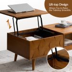Epirus Acorn Mid-Century Lift-Top Coffee Table with Geometric Storage