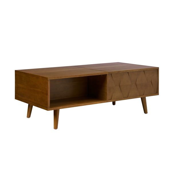 Epirus Acorn Mid Century Lift Top Coffee Table with Geometric Storage