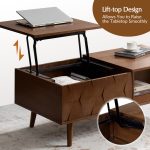 Epirus Walnut Mid-Century Lift-Top Coffee Table with Geometric Design