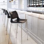 Ergonomic Black Faux Leather Barstool with Footrest and Steel Frame (Set of 2)